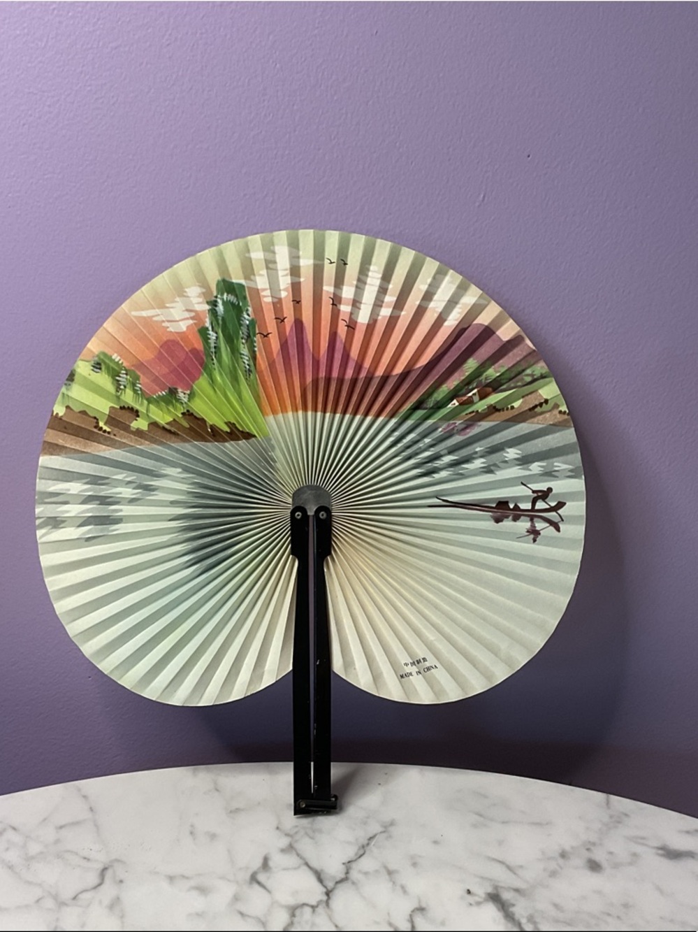 Vintage Handheld Decorative Fan Wall Art in Multicolor